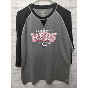 Stitches 2XL Cincinnati Reds 3/4 Sleeve T Shirt Embroidered